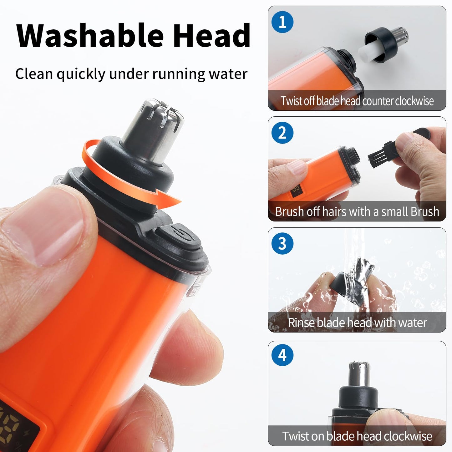 JERBEST Electric Nose Hair Trimmer for Men Women, Rechargeable Mini Travel Trimmer for Nose and Ear Hair Clippers Portable Trimming with LED Display, Father’s Day Gift