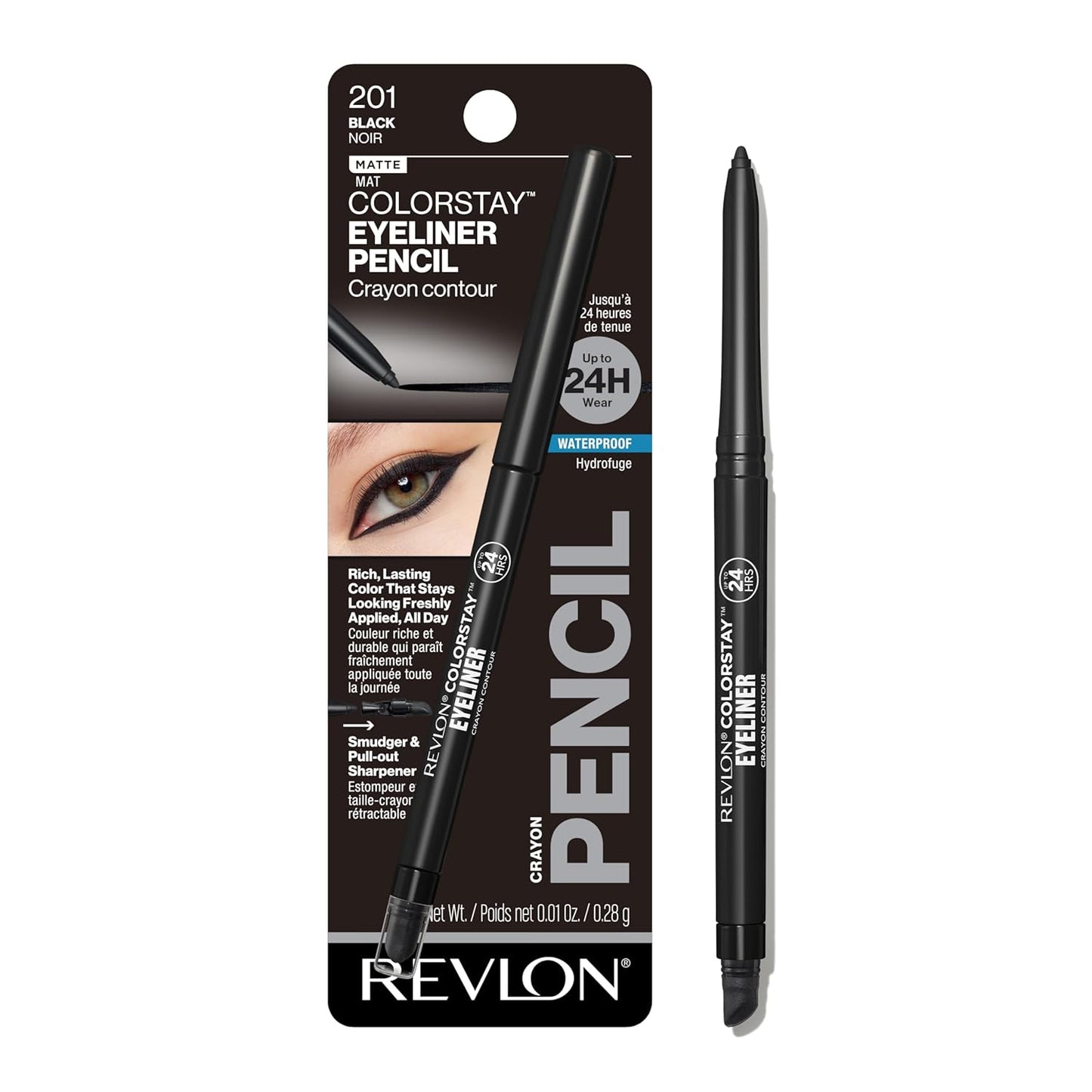 Revlon ColorStay Waterproof Eyeliner Pencil - Smudge-Proof Matte Finish, 203 Brown | 0.01 oz
