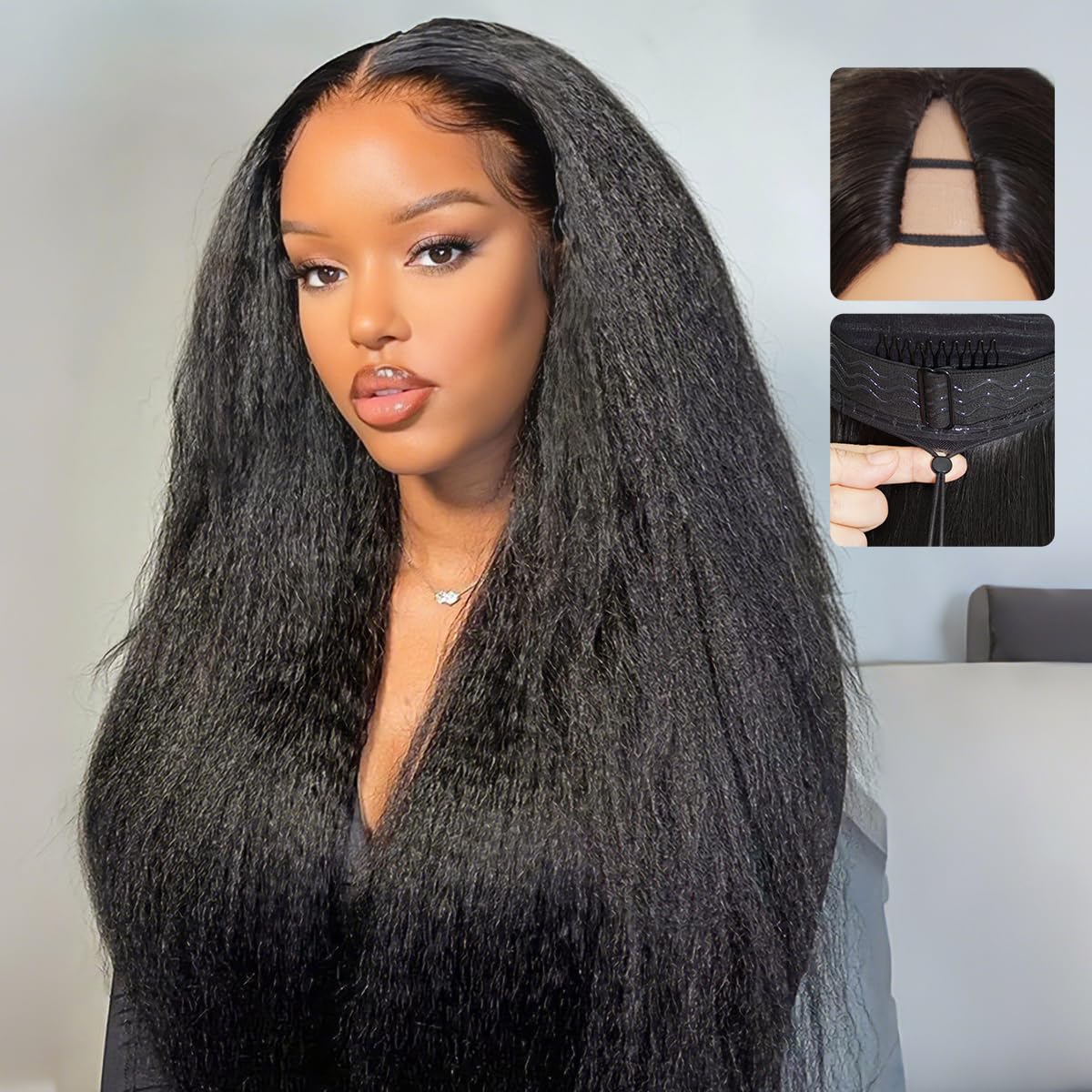 Human Hair Half Wig - Burmese Curly 3-in-1 Drawstring | Glueless, Easy Wear for Black Women - 16 Inch