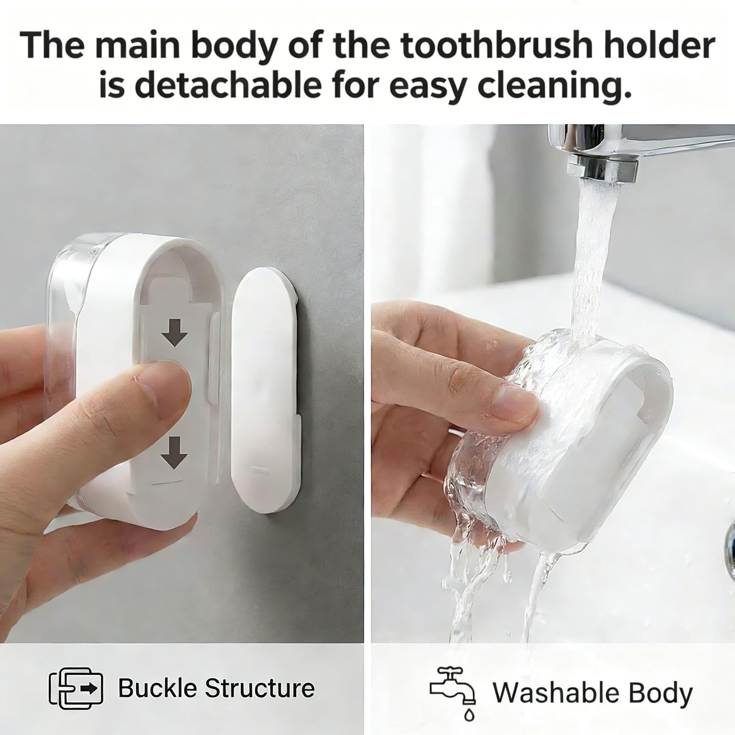 Zyfhaiz 3 PCS Wall Mounted Toothbrush Holders for Bathrooms, Electric Toothbrush Holder with Cover, Dustproof Suction Cup Shower Holder, Single Storage Case for Family & Travel (White 3pcs)