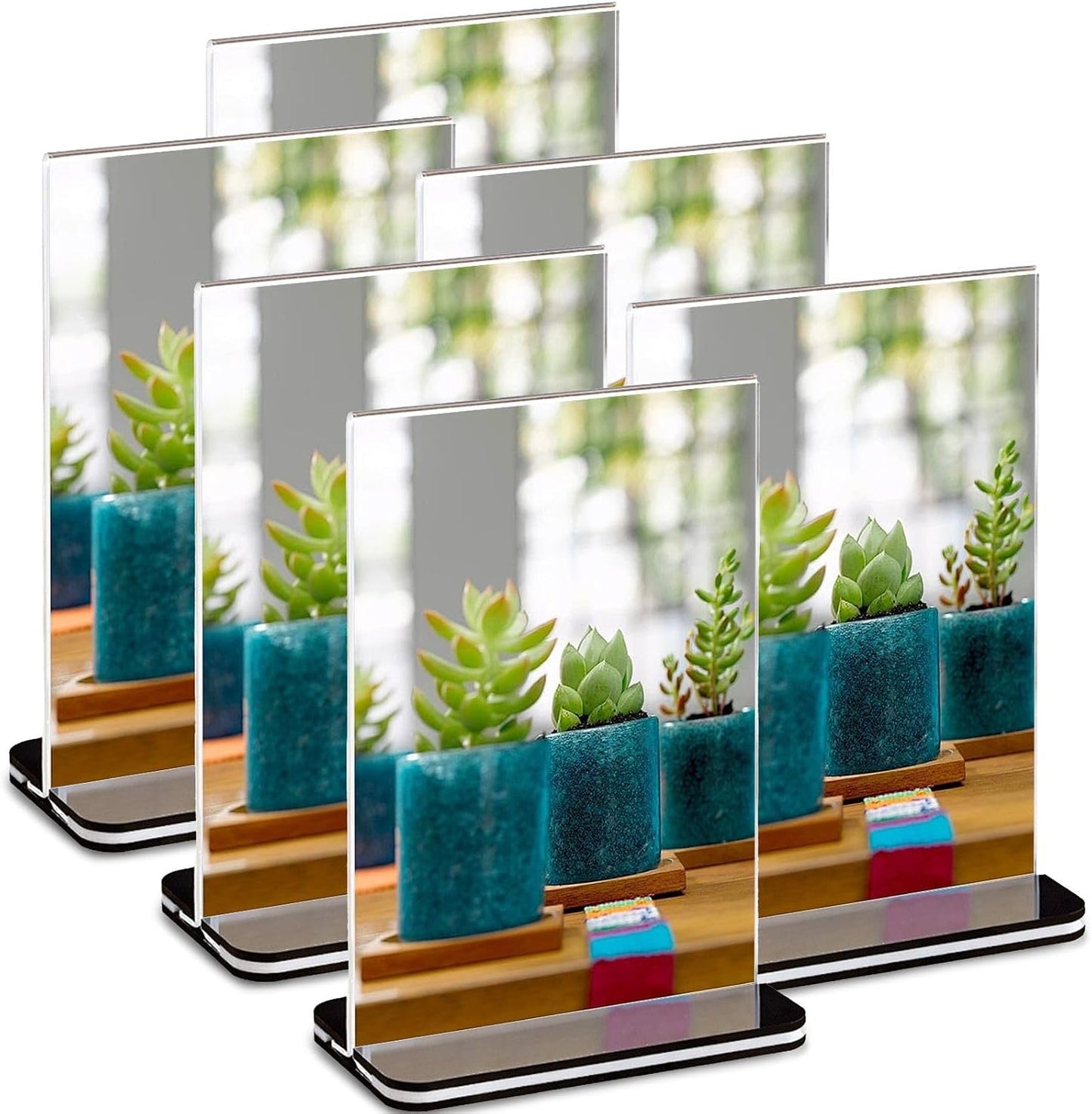 Acrylic Sign Holder - 12x8 Two-Sided Display Stand | 4 Pack for Cafes, Shops, Events