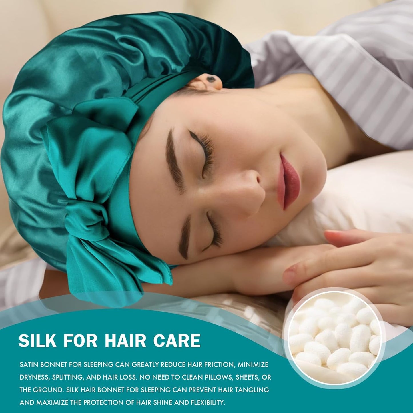 Silk Bonnet for Sleeping | Adjustable Soft Satin Lined Night Cap - Double Layer Design