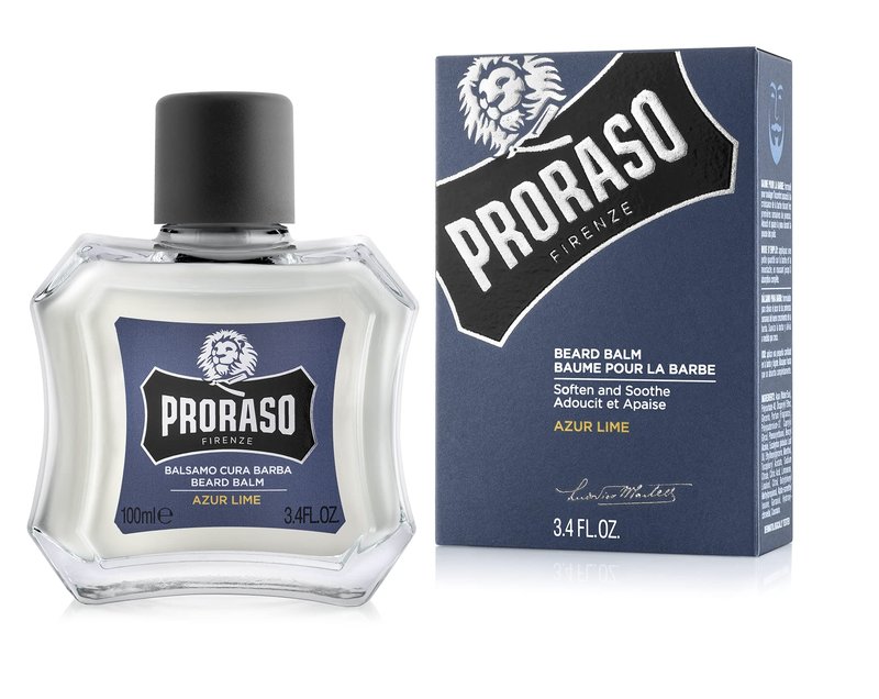 Proraso Azur Lime Beard Balm - Moisturizing Citrus & Mint Condition Beards & Soften New Beard Growth - Leave In Facial Hair Conditioner for Men - 3.4oz