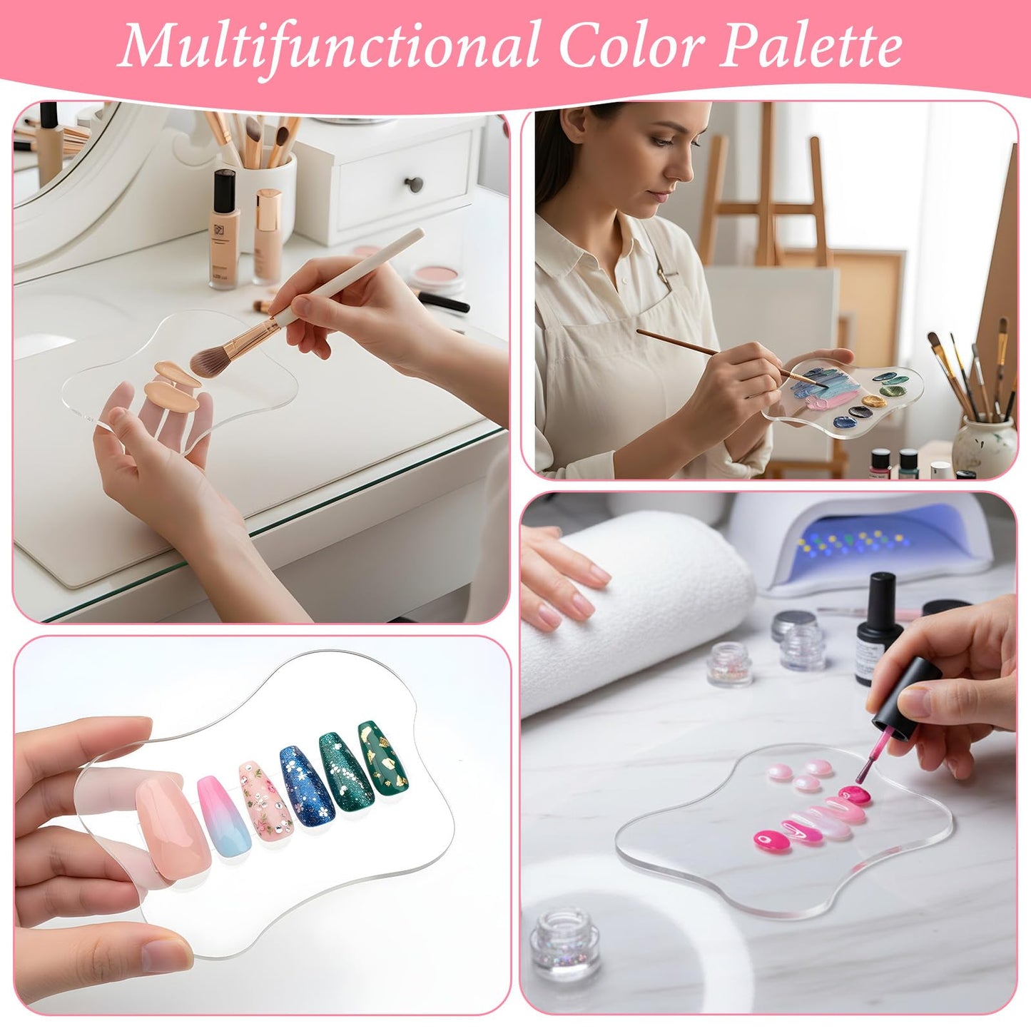 QFGasre Nail Art Palette Nail Polish Palette Nails Painting Mixed Color Pallet Acrylic Makeup Mixing Plate Cosmetic Mixing Tools for Nails Art Transparent Manicure Tray for Beauty Salon