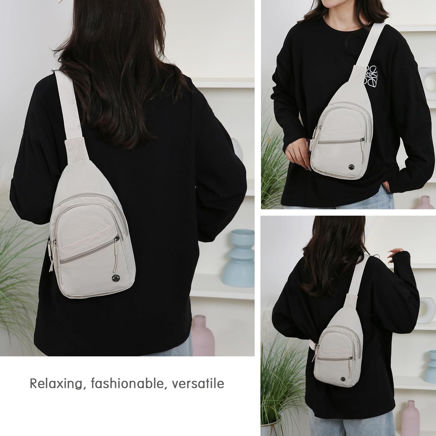 Crossbody Bags for Women Men Trendy Sling Bag Backpack Casual Chest Bag black