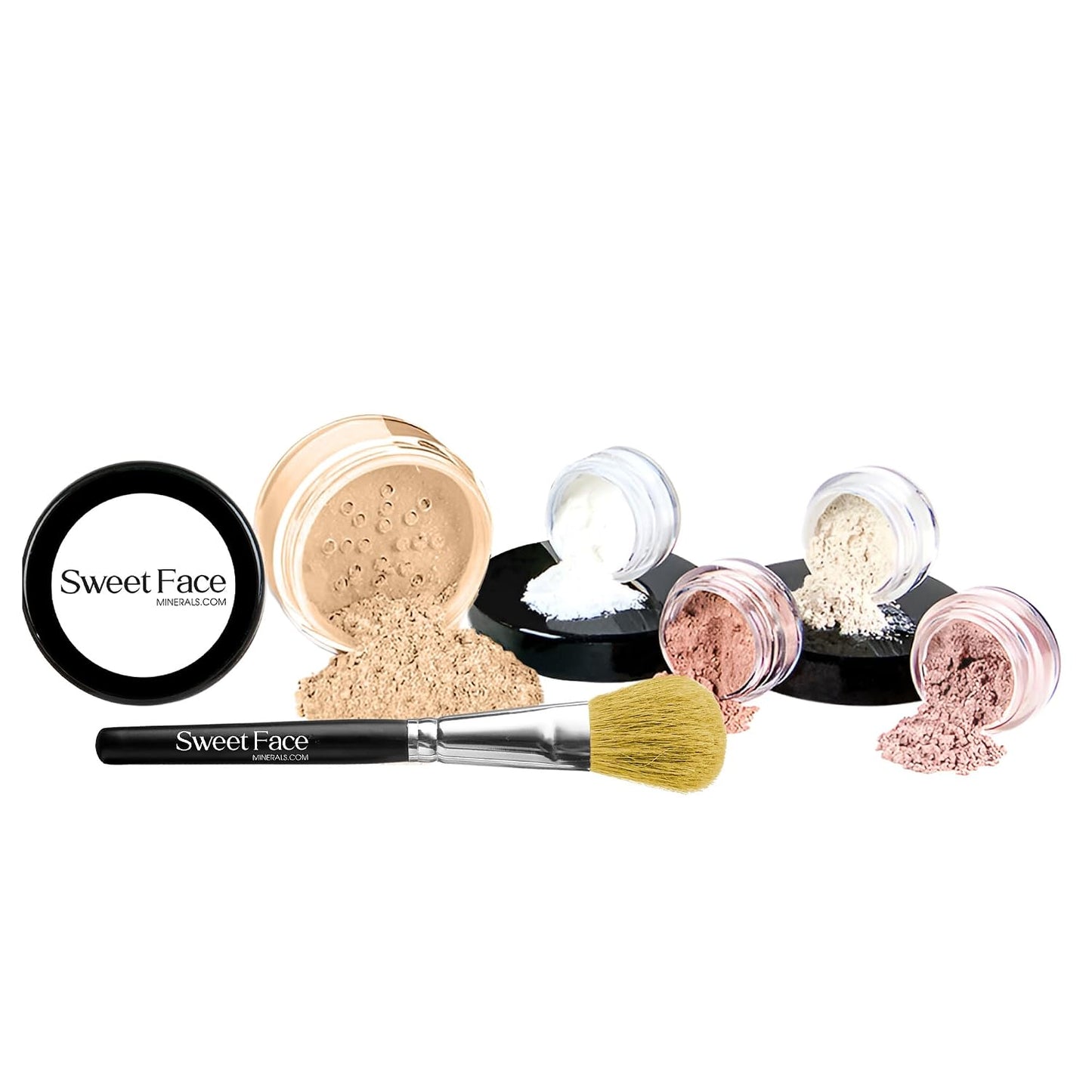 Mineral Makeup Starter Kit for Beginners - Full Size Foundation, Blush, Bronzer & Veil Primer | Warm Shades
