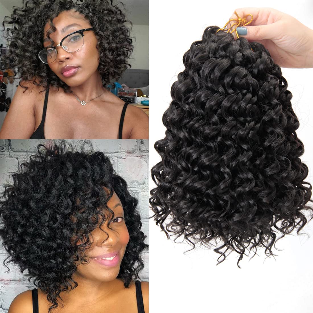 Water Wave Crochet Hair Extensions - Blonde Synthetic Bohemian Braids | 14 Inch Deep Wave (27#)