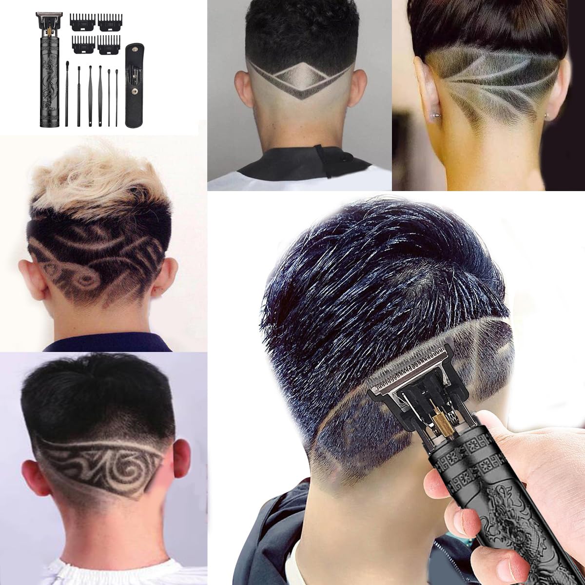 Hair Clippers for Men, Cordless Hair Clippers, Travel Small Hair Clippers 5.7" Hair Trimmer Classical Sculpting Styling Rechargeable Hair Remover with 6 Pieces Earpick (Black)
