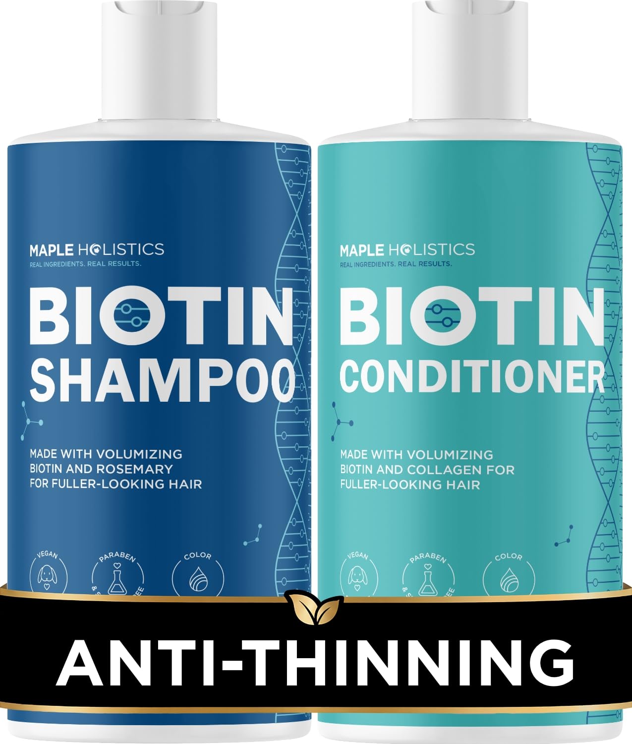 Rosemary Biotin Shampoo and Conditioner Set - Volumizing Shampoo and Conditioner for Thinning Hair for Women & Men with Nourishing B Vitamins - Color Safe Sulfate Paraben & Silicone Free (8 Fl Oz)