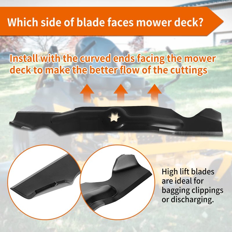 budrash 942-04053C Mower Blades Fit for Cub-Cad et RZT 50" Tractors, 742-04053 High Lift Blade Fit for Cub-Cad et Troy Bilt LT1050 LTX1050 50" Deck 742-04053A 742-04123, 942-04123, 3 Pack