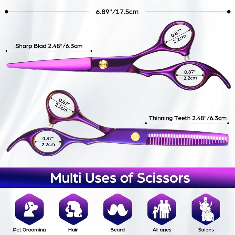 Professional Hair Cutting Scissors - 6.89 Inch Barber Shears | Multifunctional Thinning Tools for Salon Use