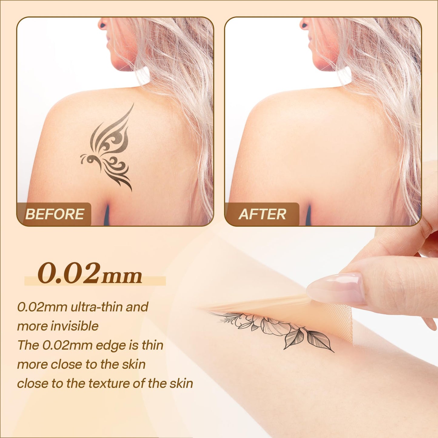 LXIANGN Tattoo Cover Up Tape 6 Pcs Ultra ThinTattoo Cover Up Patch Invisible Waterproof Skin Tone Concealer Sticker for Covering Up Scars Tattoo (Light Skin)