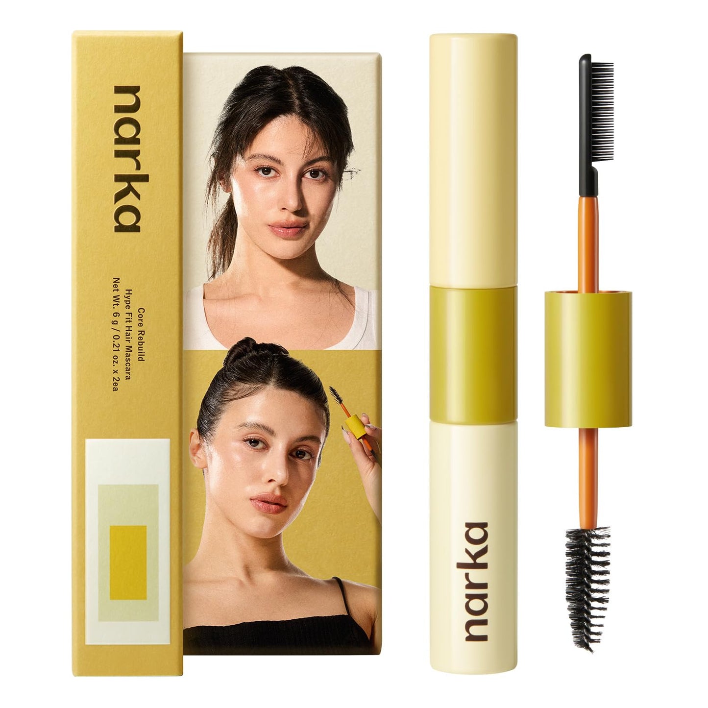 NARKA Hype Fit Hair Mascara for Fine Hair – Fly Away Stick & Lightweight Taming Wand for Baby Hairs & Frizz, Dual-Brush Hair Finishing Stick, Natural Hold, Non-Greasy, Easy-Wash