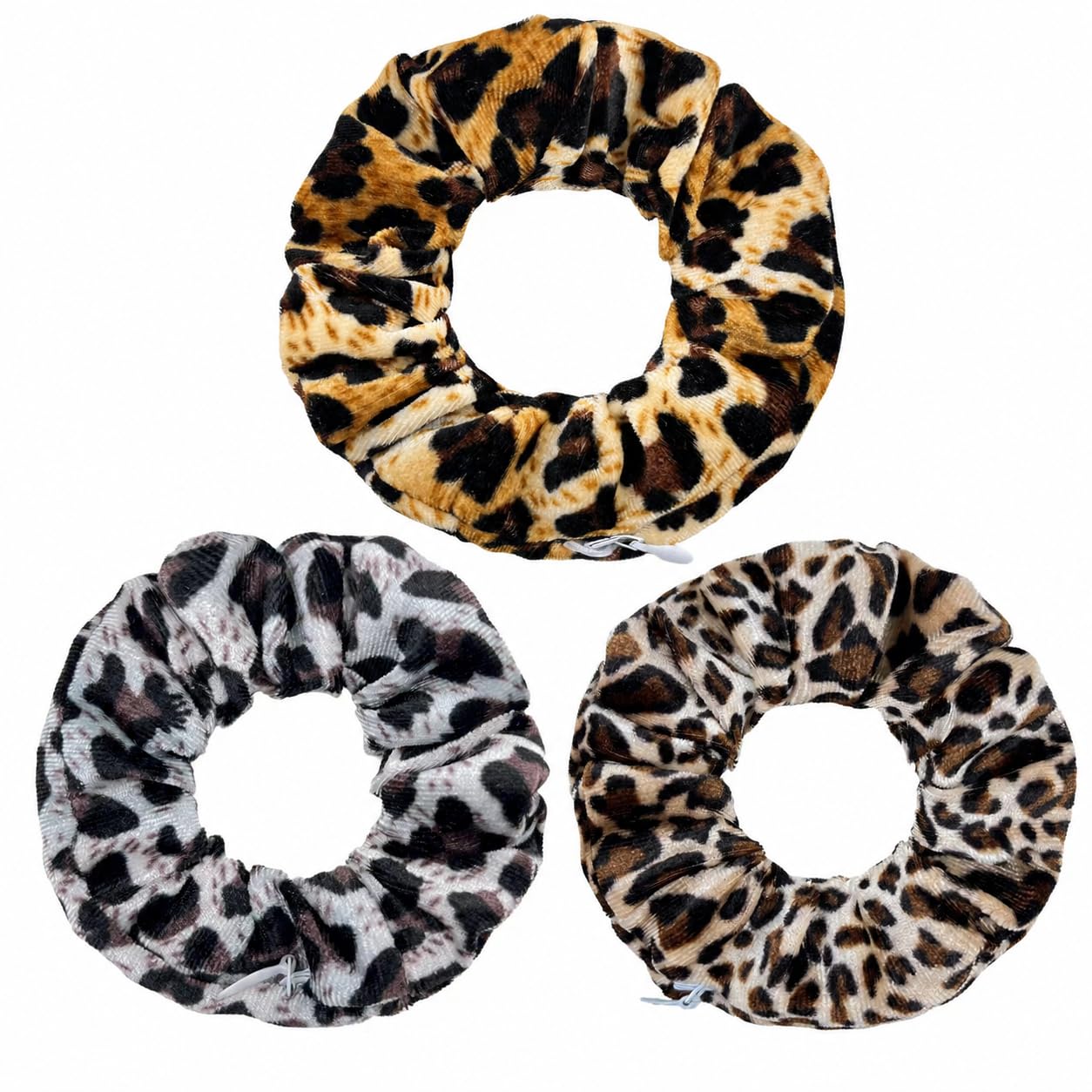 Boho Chic Leopard Print Hair Scrunchies - Soft Elastic Ponytail Holders Set | 3 Pieces