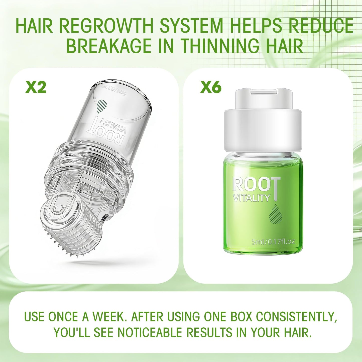 Hair Regrowth System - Hair Growth Treatment with Ginseng, Eclipta Prostrata, Peppermint & Ginger Root, Fast-Absorbing Non-Greasy Serum to Strengthen Roots, Thicken Hair for Men & Women