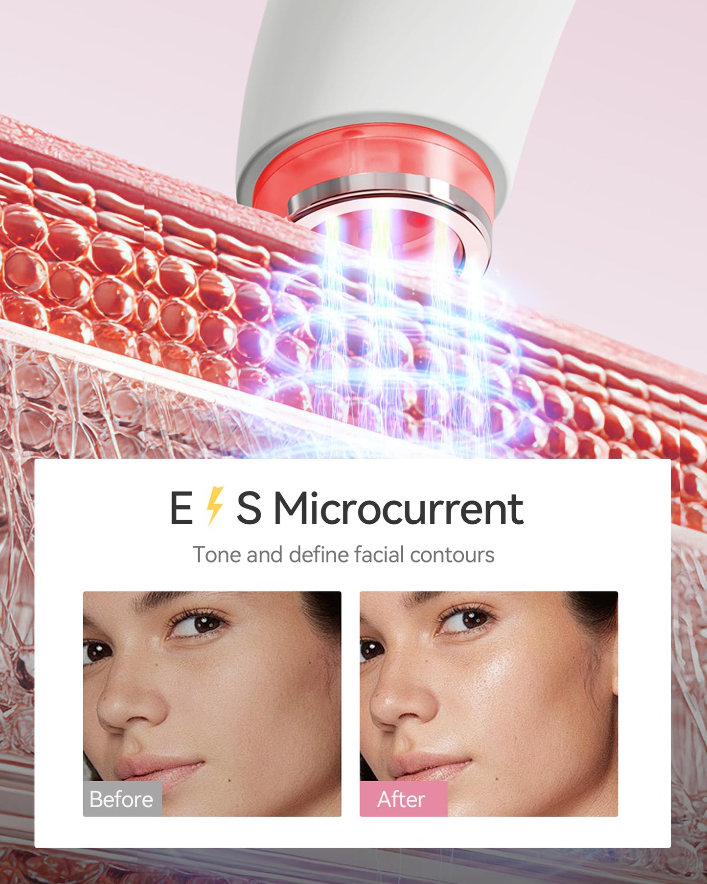 FliKEZE Red Light Therapy Device for Face and Neck, 3-in-1 Microcurrent & Vacuum Facial Massager, Skin Tightening, Firming and Anti-Aging Skincare Tool (White)