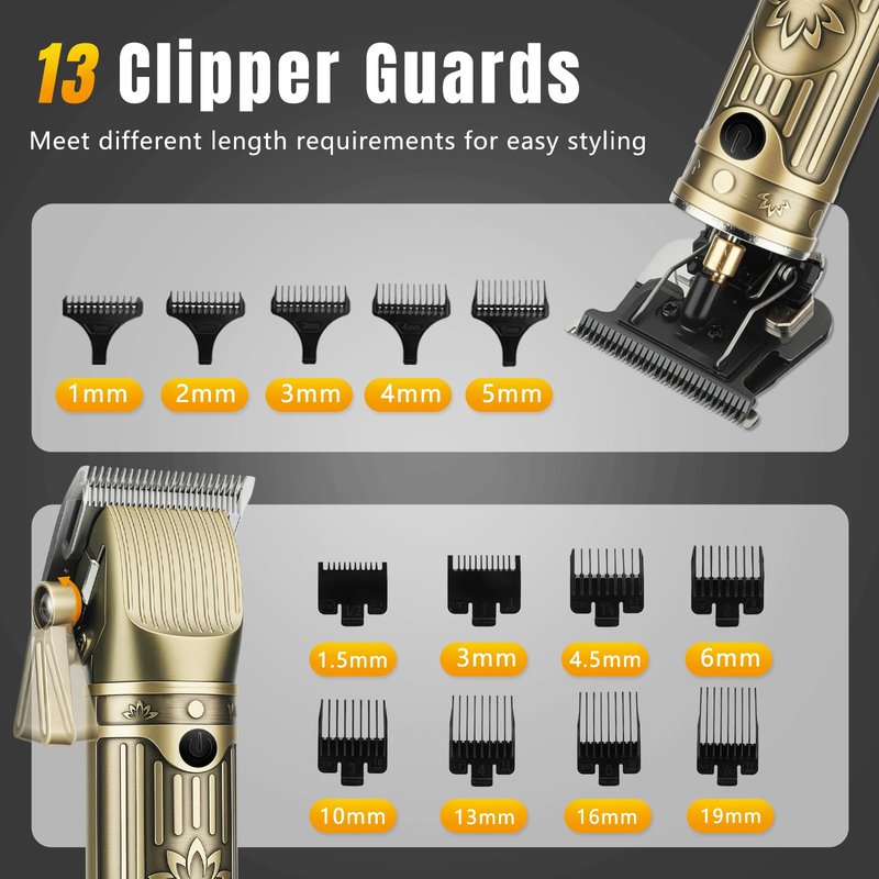 Bomxin Hair Clippers for Men Professional, T-Blade Barber Clippers and Trimmer Set, 4 in 1 Mens Cordless Hair Clipper for Barber Kit, Electric Beard Trimmer with Package Case,Gifts