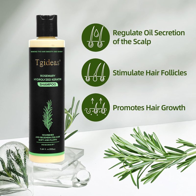 Organic Rosemary Hair Growth Shampoo - Natural Thickening & Strengthening Formula with Hydrolyzed Keratin | 7.4 fl. oz