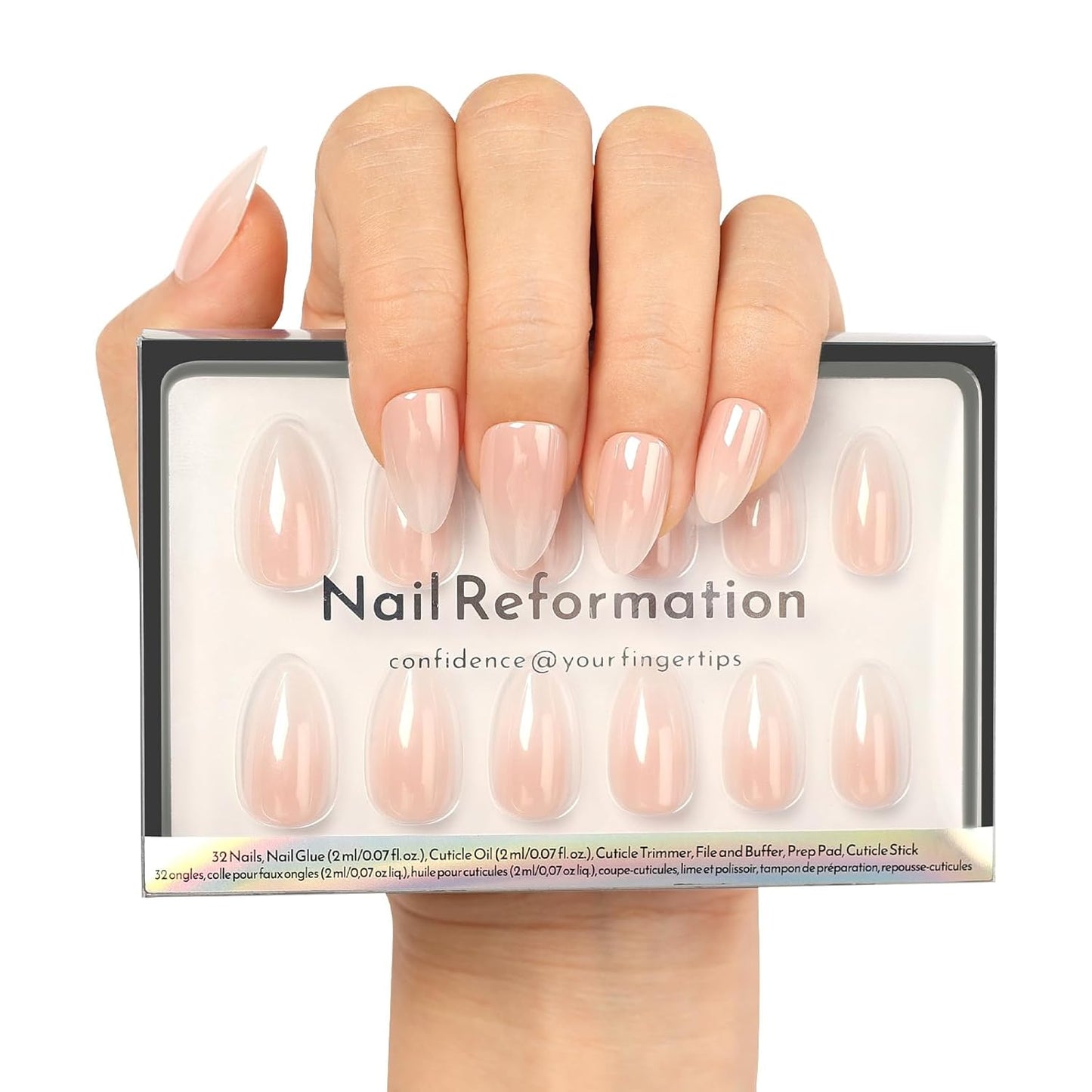 Press On Nails - Matte Grey Smoky Short Round Cat Eye Velvet Finish | 32 Pcs in 16 Sizes with Glue, Reusable Manicure Kit