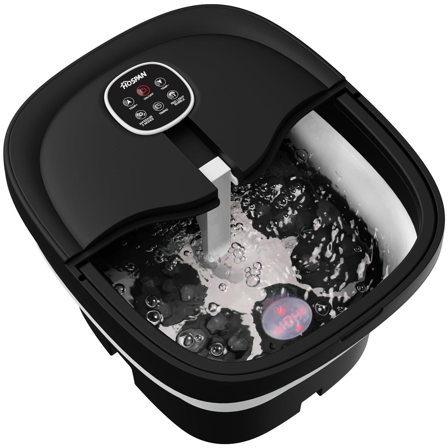 HOSPAN Collapsible Foot Spa Electric Rotary Massage, Foot Bath with Heat, Bubble, Remote, and 24 Motorized Shiatsu Massage Balls. Pedicure Foot Spa for Feet Stress Relief