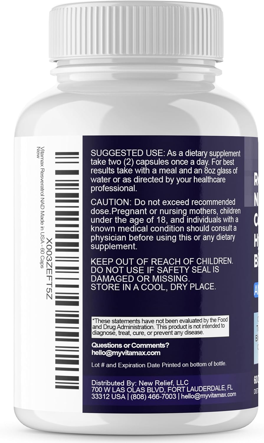 Resveratrol NAD+ Berberine Supplement - 21-in-1 Hair, Skin & Joint Support - 60 Capsules