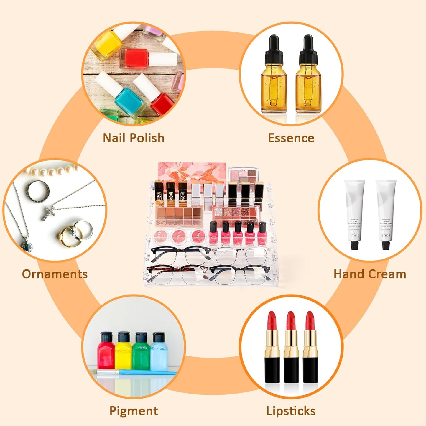 Acrylic Nail Polish Organizer Rack - 6-Tier Display Stand for 72 Bottles | Perfect for Salon or Home Decor