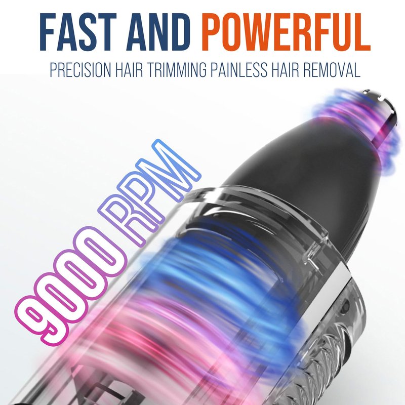 7AM2M Personal Care Electric Nose and Ear Hair Trimmer – Rechargeable, 9000 RPM High-Speed Precision Cutting, Detachable Washable Blade, Portable Design Black