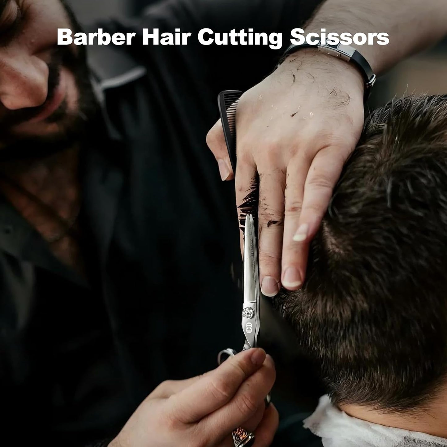 Professional Hair Cutting Scissors Kit - 440C 6.7 Inch Barber Shears Set | Hairdressing & Beard Trimming