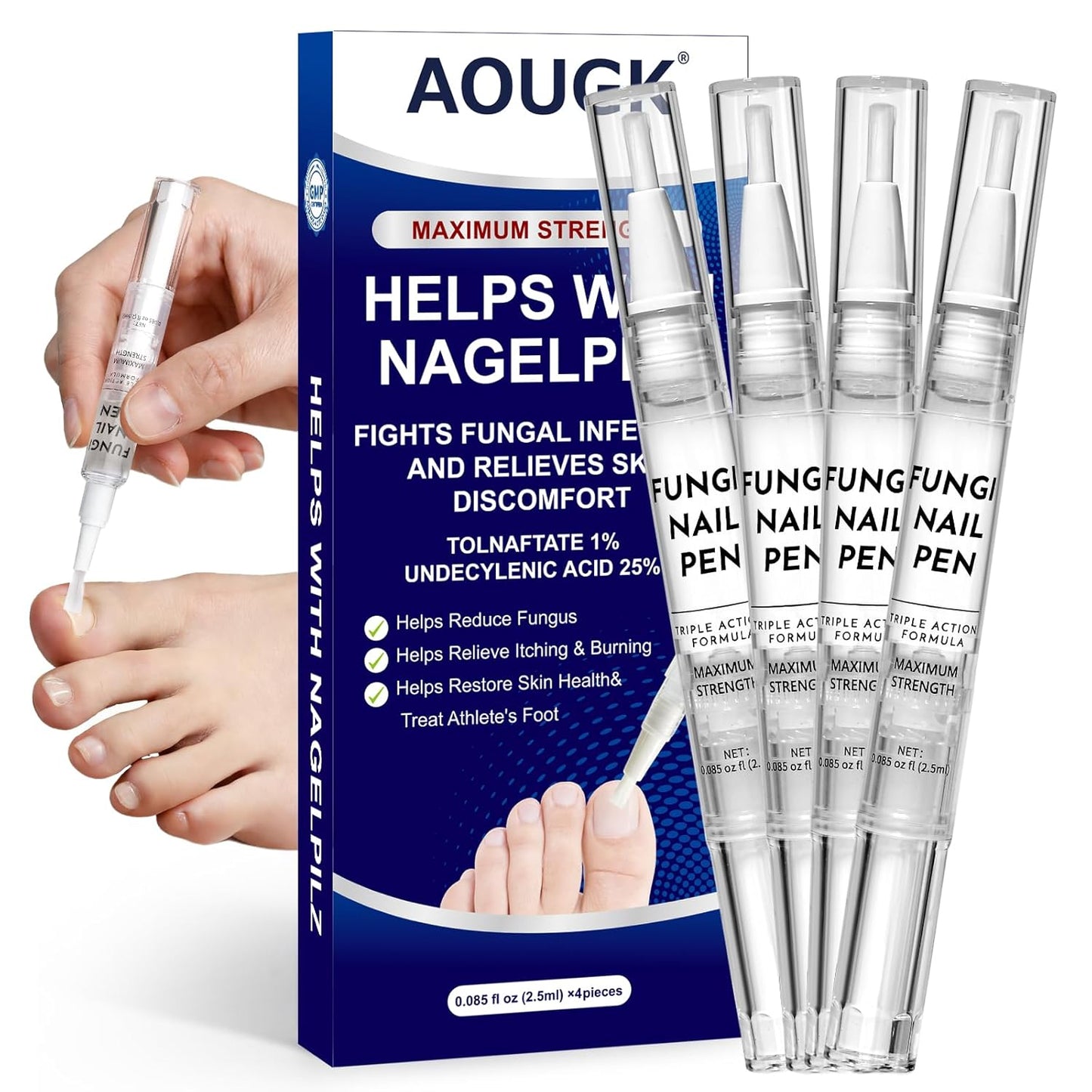 Toenail Fungus Treatment Pen - 25% Undecylenic Acid for Thick, Discolored Nails | 4 Pack
