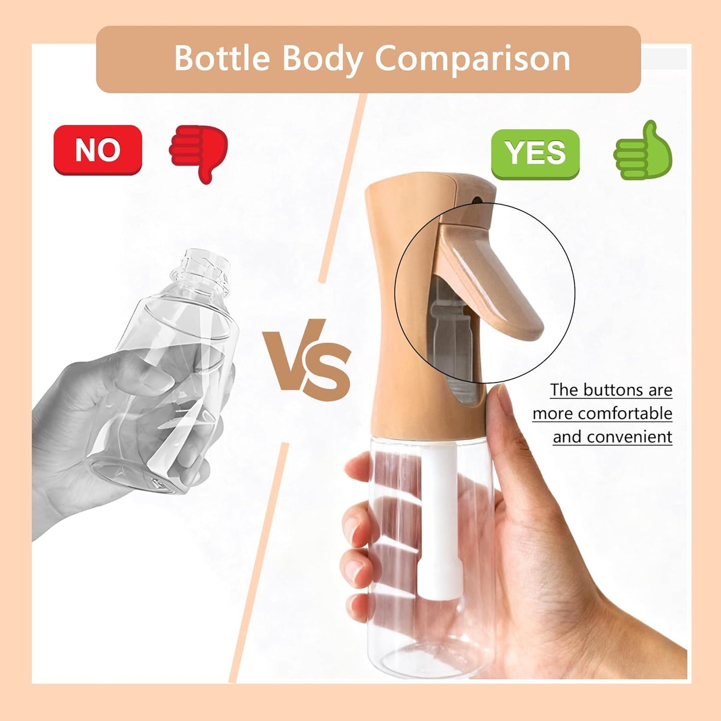 Continuous Ultra Fine Mist Spray Bottle for Hair | 200ml Leakproof 360° Multi-Spray Bottles - 2 Pack for Plants, Cleaning & Skin Care