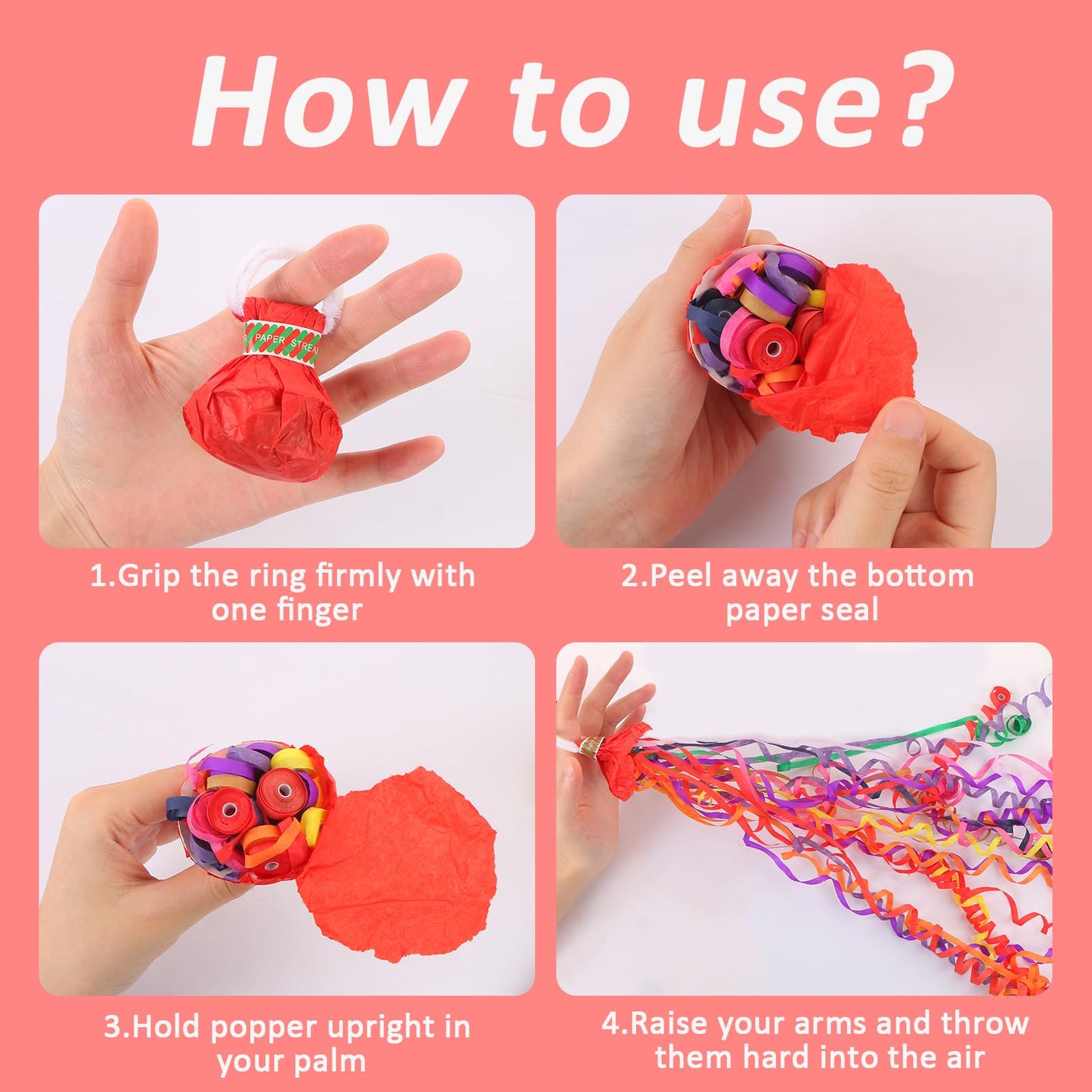 BRIOYHA No Mess Confetti Poppers 18 Pack - Easy Clean Party Confetti Cannon for Birthday, Wedding, Graduation & Event Celebrations with Colorful Streamers
