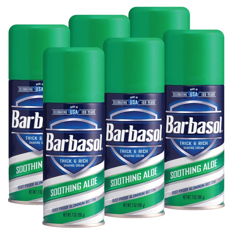 Barbasol Soothing Aloe Thick and Rich Shaving Cream, 7 Ounce, Pack of 6