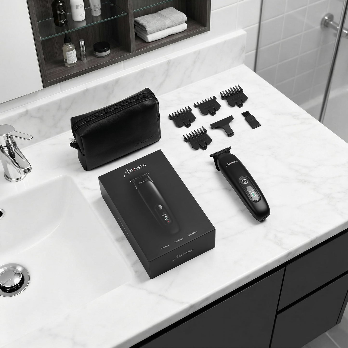 Artimaven Beard Trimmer for Men, USB-C Cordless Beard Trimmer with DLC Precision Blade, 150-Min Runtime, Compact Lightweight Travel Trimmer for Beard, Detail & Body Grooming with Toiletry Bag