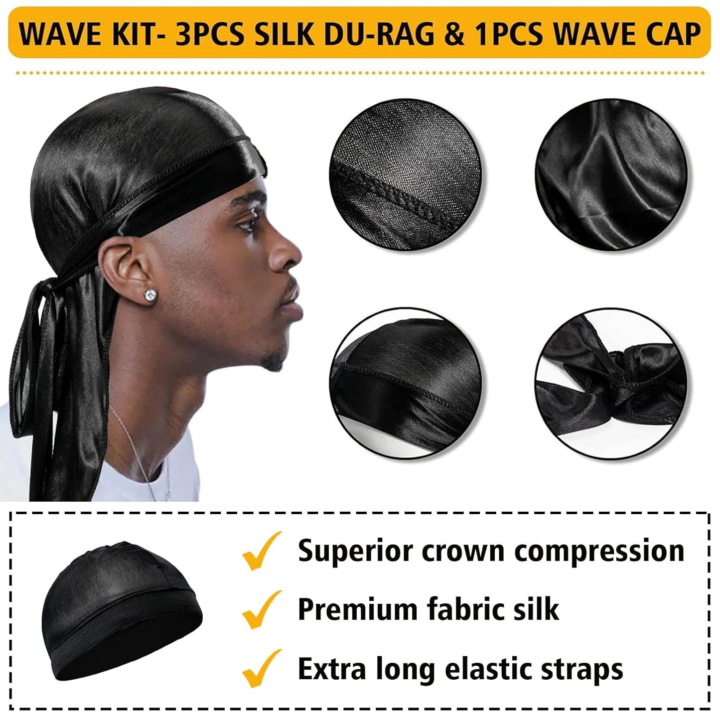 Wave Pomade for Men - Strong Hold Hair Cream for Layered Waves | Moisture & Silky Shine, 4 oz