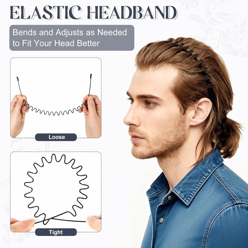 Metal Hair Band - Fashion Wavy Spring Headband for Men & Women | Elastic Non-Slip Design for Daily Use & Outdoor Sports