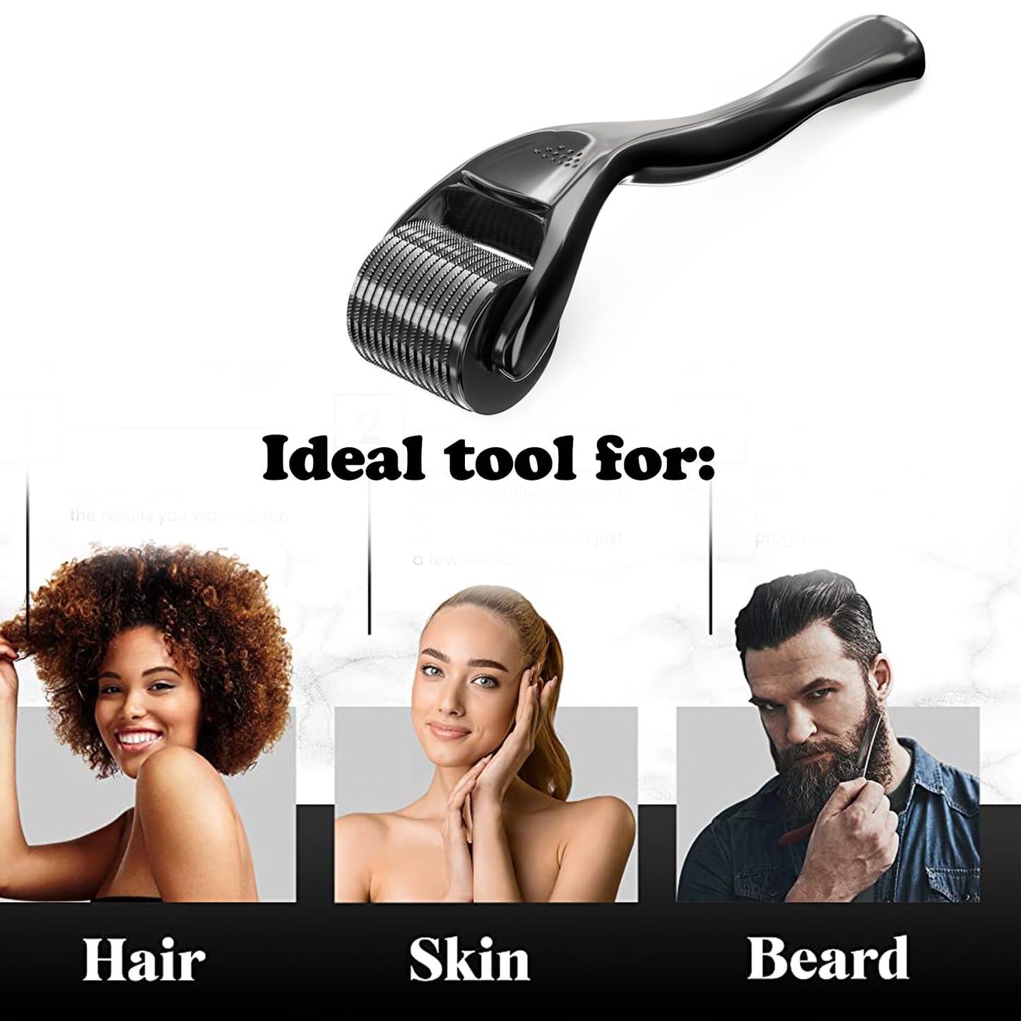 Derma Roller 540 Titanium Microneedles for Face, Scalp, Hair & Beard Care, Storage Case Included, Durable Design & Easy-Clean