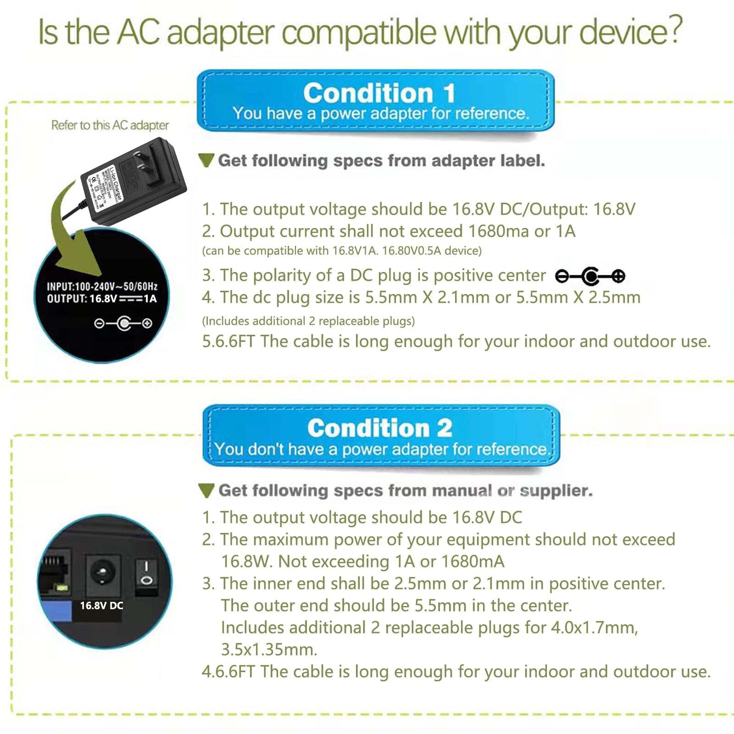 16.8V AC DC Power Supply Adapter Replacement for LifePro Sonic, Sonic Mini, Sonic Pro,Fusion X, Sonic Pro, Youdgee H1 Mini, Mebak 3, DamKee DK-01 02, Wattne W2 W1 Massage Gun Charger Cable Cord