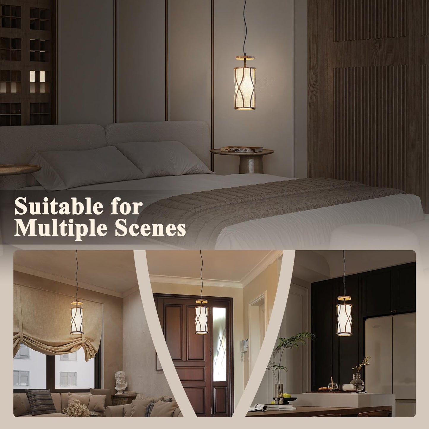 HYMELA N10-4-2 Farmhouse Pendant Lights Kitchen Island Adjustable Lengths Vintage Pendant Lighting Rustic Mini Ceiling Light Over Island for Bedroom Dining Room Hallway (Bulb Included)