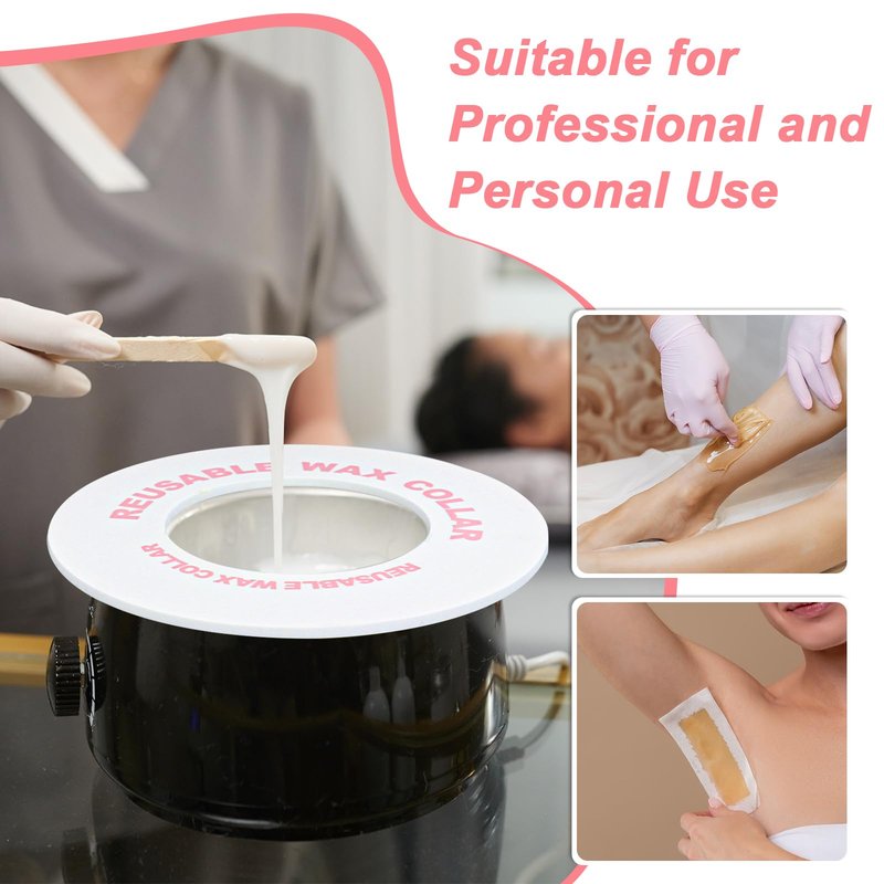 2 PCS Reusable Silicone Wax Collars Fits Most 14 Oz Wax Pot Liner Collar Clean Collars for Wax Warmer Waxing Protection Collars for Esthetician Hair Removal Women Wax Supplies(White)
