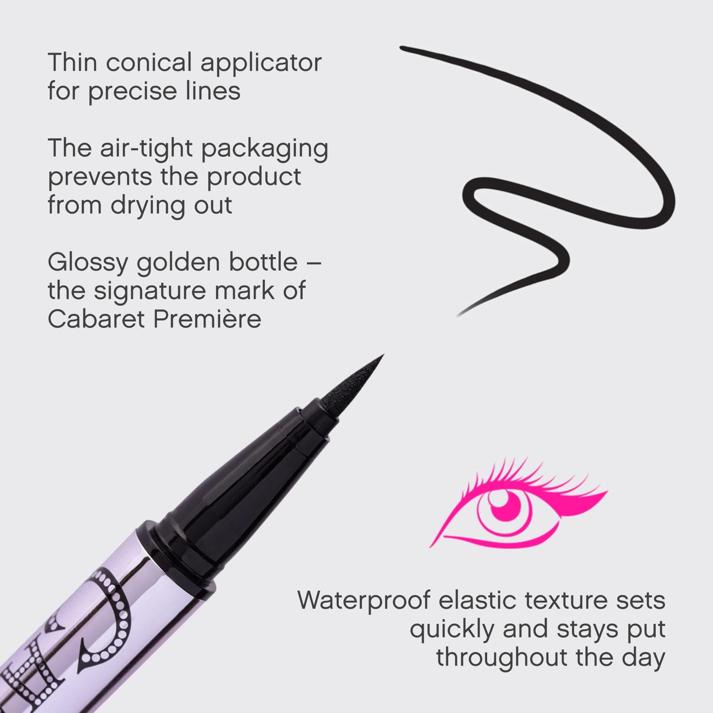 Vivienne Sabó Cabaret Premiere Waterproof Eyeliner Pen – Felt Tip Liquid Eyeliner, Matte Long Wear Eye Liner, Smudge-Proof Quick-Dry Precision Line Formula, Easy Removal, Black, 0.04 fl oz