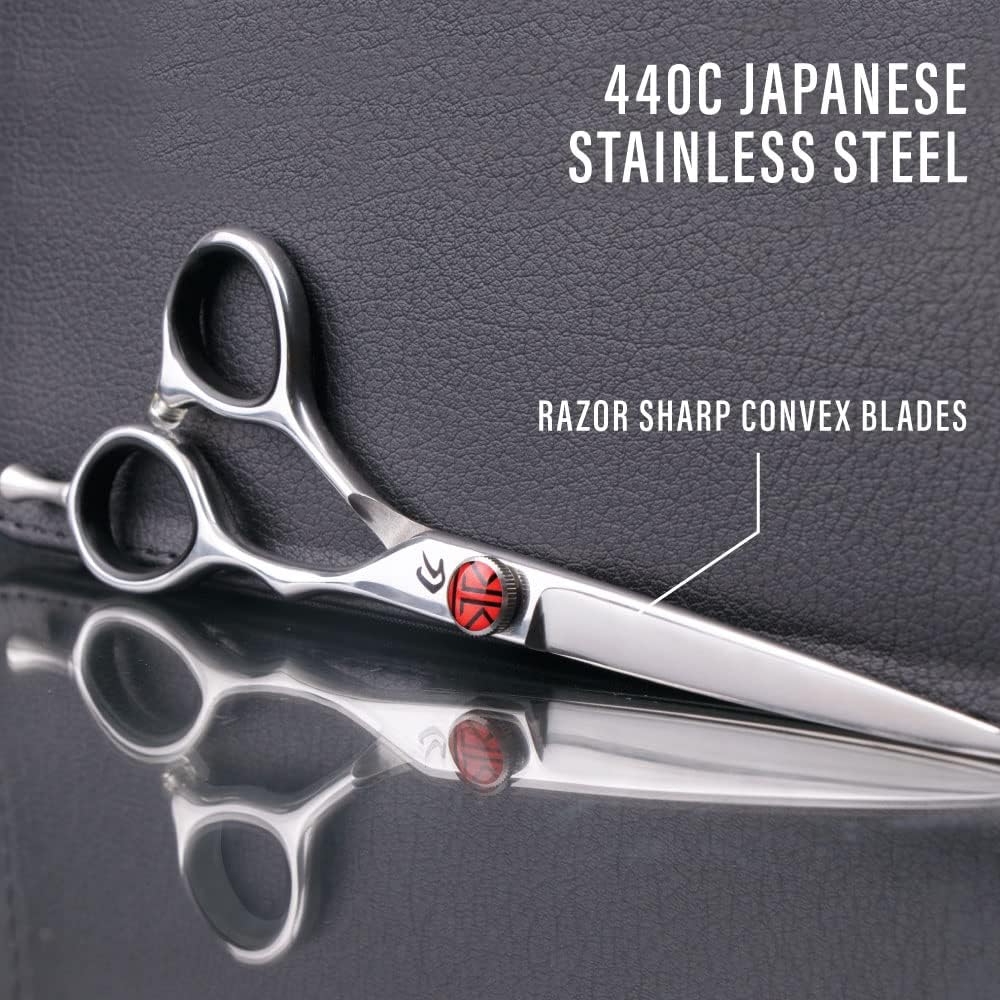 Tokko Katana Hair Cutting Scissors - 440C Japanese Stainless Steel Barber Shears | 6.5" with Adjustment Screw & Leather Case