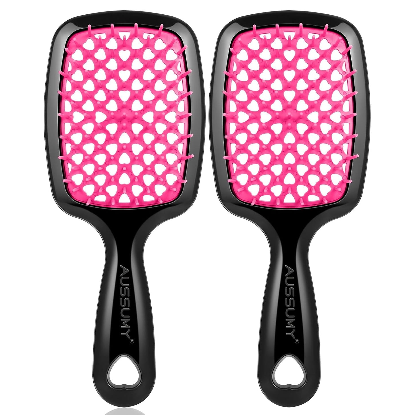 Vented Detangling Hair Brush Set - Soft Bristles for Effortless Tangle-Free Styling | Ideal for Curly, Straight, Wet, Dry Hair - Magenta - 2 Pack