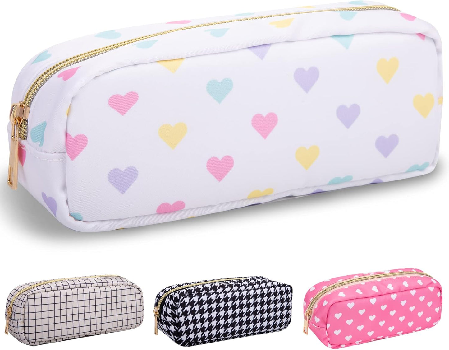 Floral Makeup Bag - Cute Pink Nylon Zipper Pouch for Travel | Waterproof Cosmetic Organizer for Women