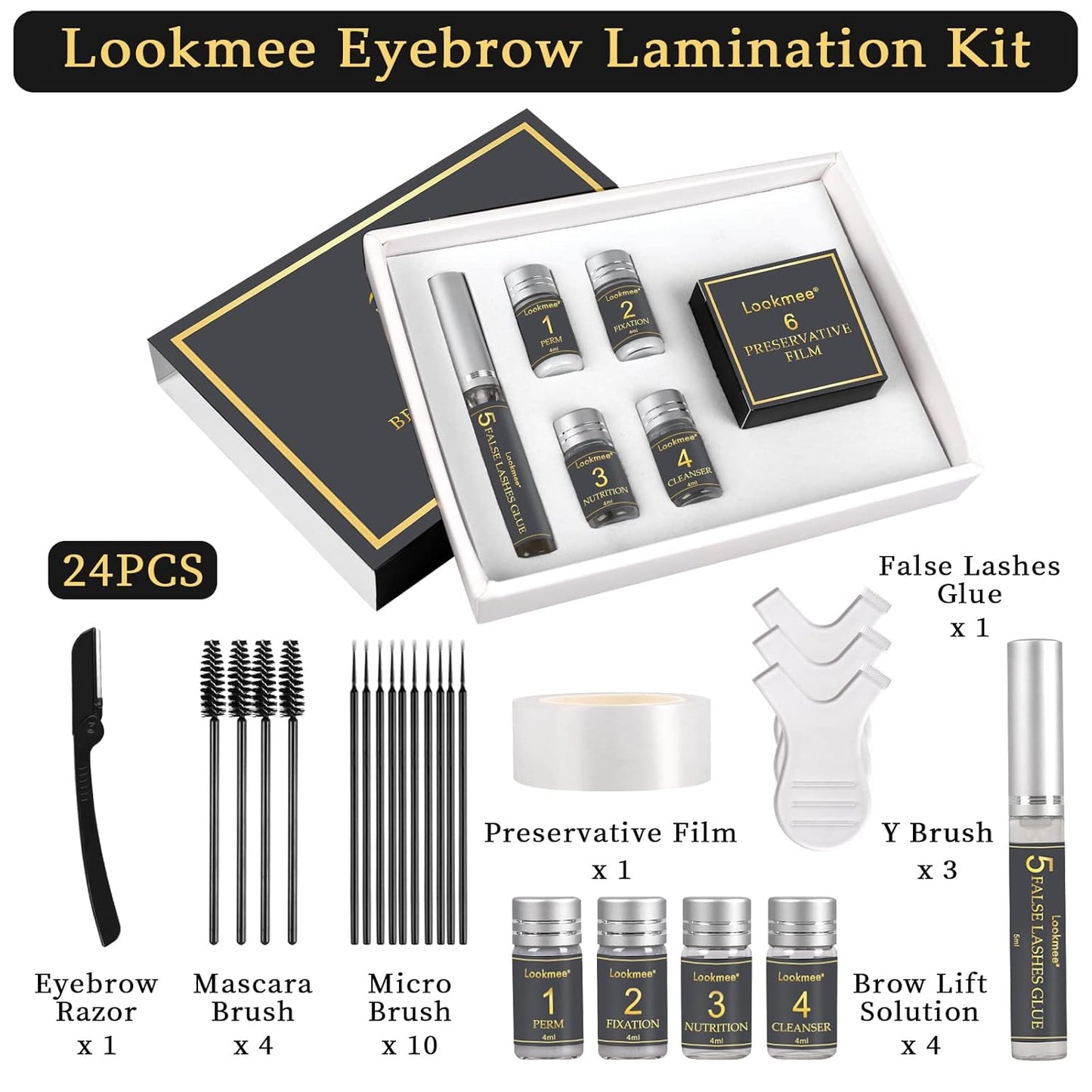 5-in-1 Lash Lift & Eyebrow Lamination Kit - Professional DIY Eyelash Curler for At-Home Salon Results | Beginner Friendly