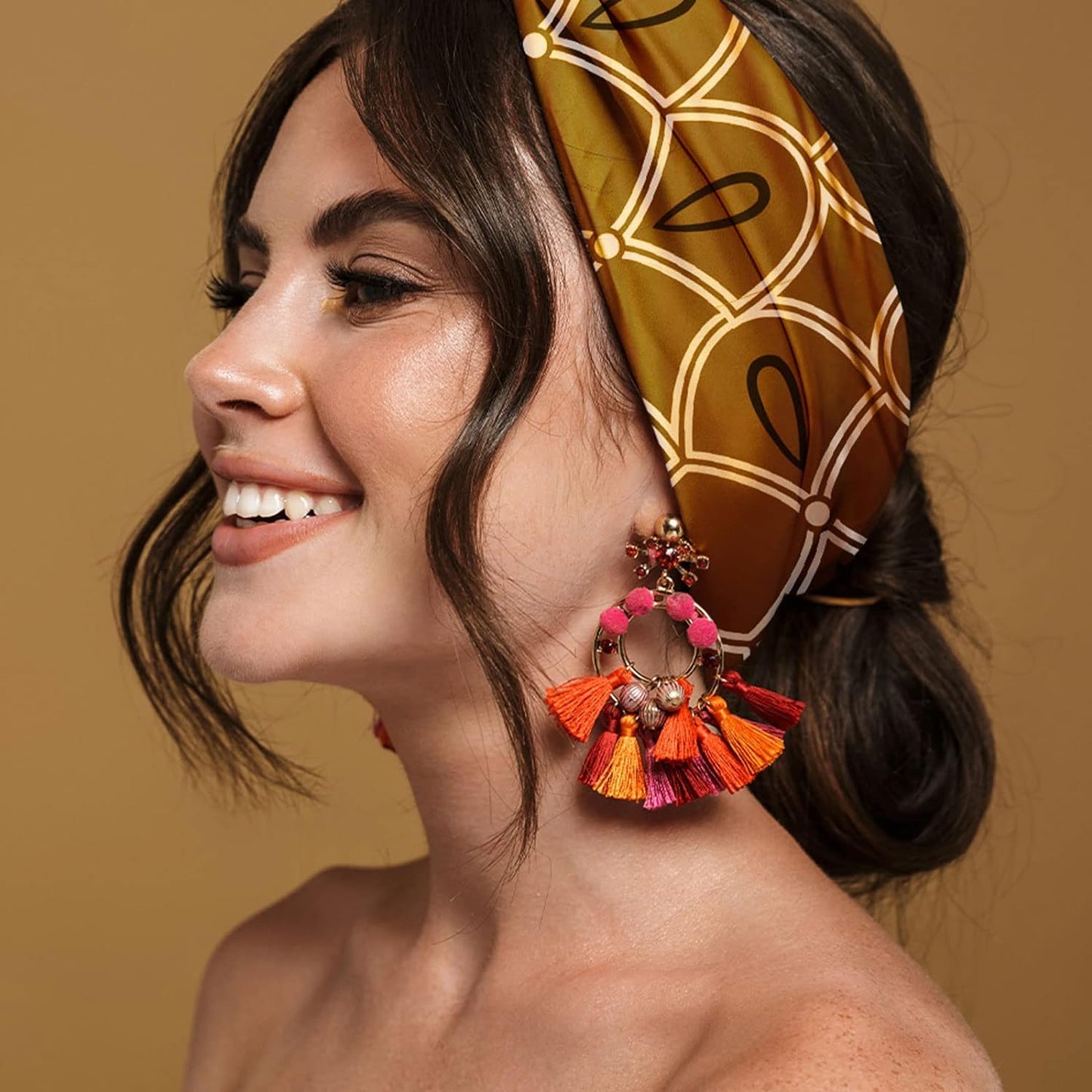 Karma Sparrow Headband for Women - Wide Fabric Hair Scarf | Black & White Stretchy Design