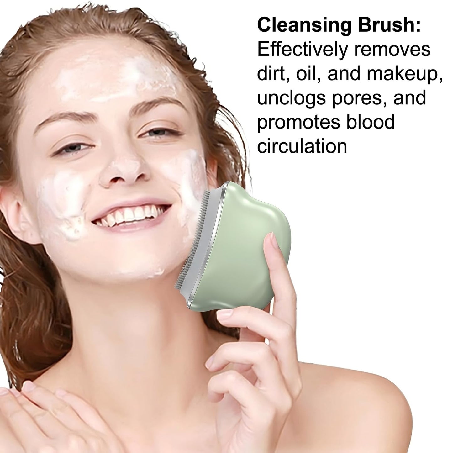 Lymphatic Drainage Face Brush, Silicone Facial Cleansing & Lymphatic Massager, Manual Scrubber for Depuffing & Jawline Sculpting, Silicone Bristles for Face Massage & Glowing Skin