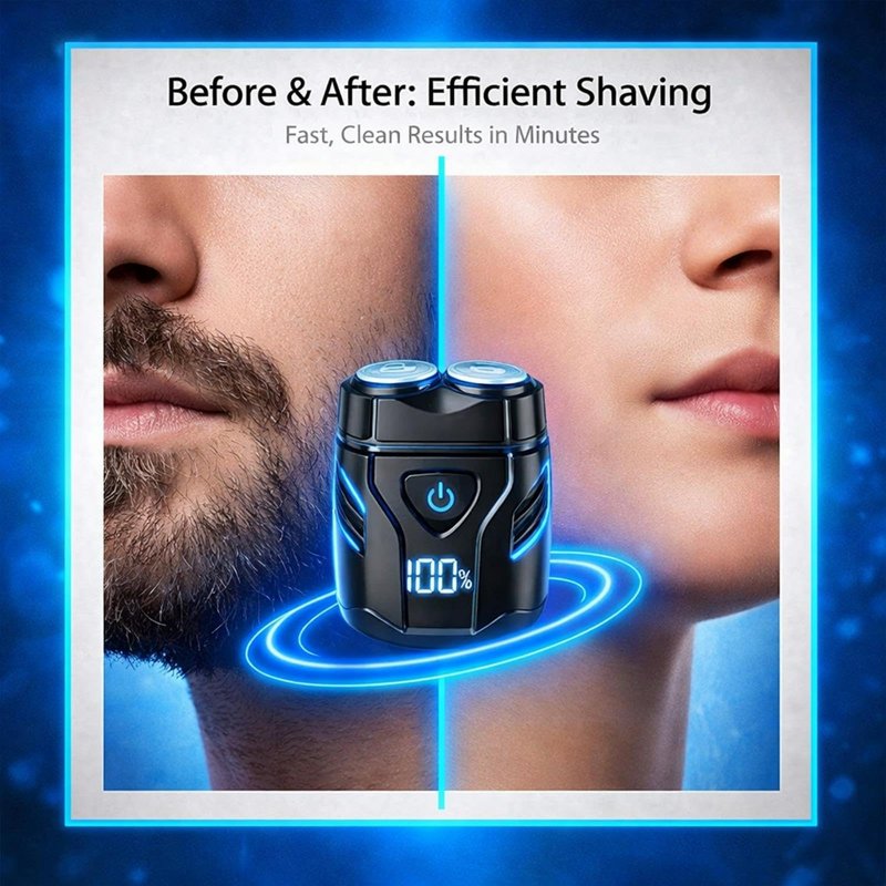 Mini Electric Dual-Head Shaver for Men – Rechargeable Portable Razor for Face, Compact & IPX7 Waterproof for Travel, Gift for Husband Boyfriend