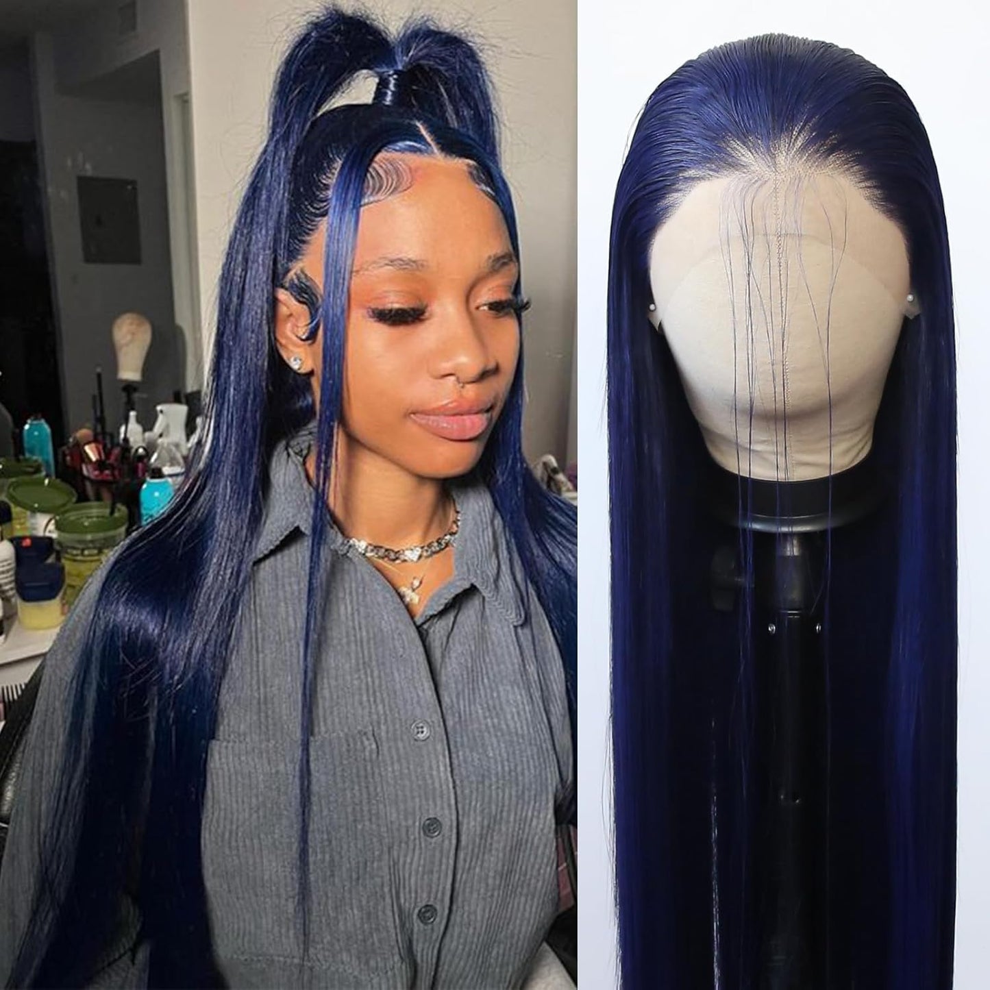 99J Burgundy Lace Front Wig - Long Straight Synthetic Hair, Pre-Plucked Natural Hairline for Black Women | Heat Resistant Fiber, Daily Wear