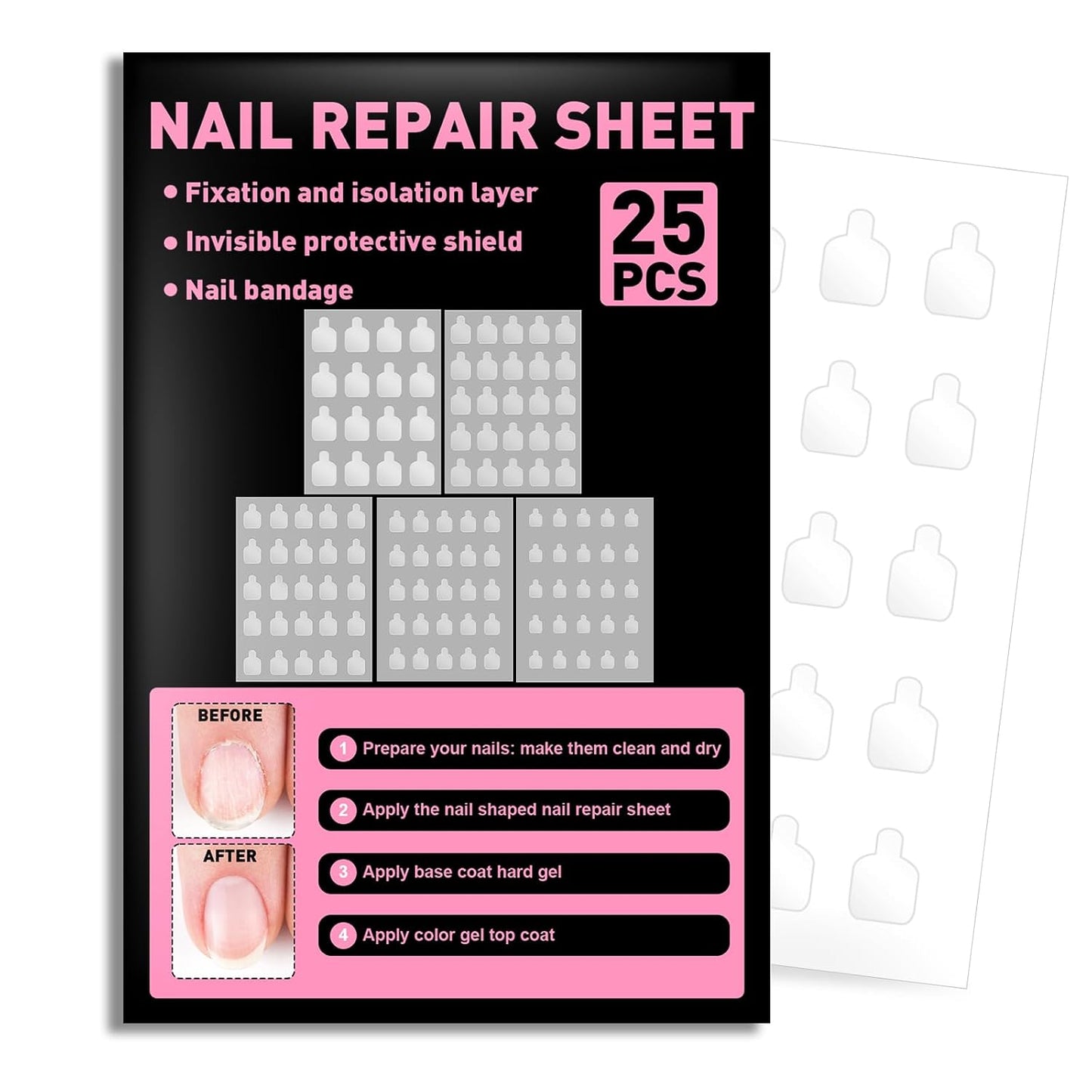 Nail Repair Patches - Pre-Cut Protective Layer for Damaged Nails | Easy to Use, Invisible, 580 Units