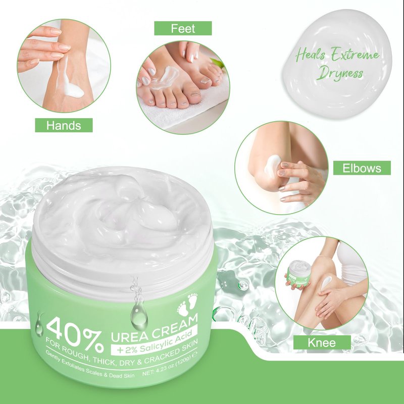 Mariayu Urea Cream 40%, with 2% Salicylic Acid 4.23 oz, Powerful Softening of Cracked Heels, Quick Absorption, Urea Foot Cream for Dry Heels, Hands, Feet, Knees & Elbows